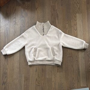 Cozy Cream V-Neck Sweater in great condition, with working zipper!